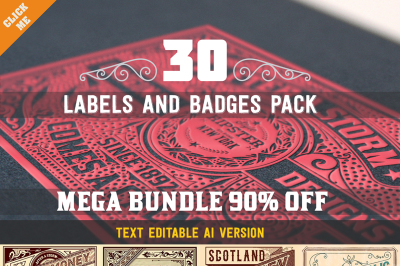 Mega pack with 30 labels and badges