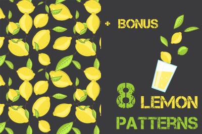 Lemon citrus hand drawn patterns