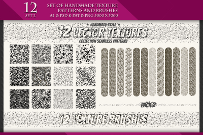 Set of Handmade Texture Pattern and Brushes, 2