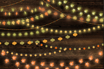 Autumn String Lights Vector Clipart
