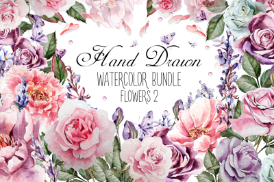HandDrawn Watercolor Bundle FLOWERS2