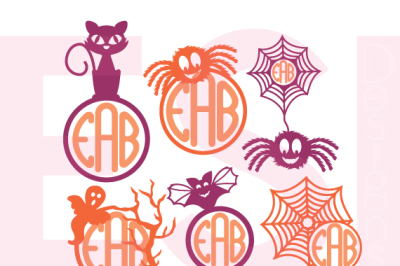 Halloween Monogram Designs Bundle - SVG, DXF, EPS - Cutting Files