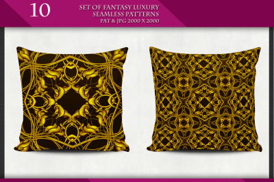 Set of Fantasy Luxury Golden Seamless Patterns