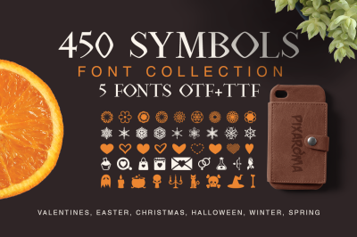 Symbols Font Collection - 450 Elements