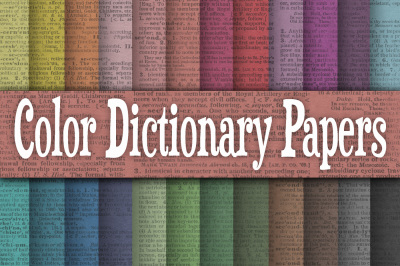 Color Dictionary Pages Digital Paper