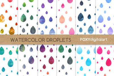 Watercolor Droplets Digital Paper Scrapbook