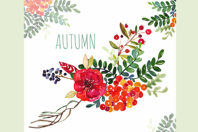 Autumn. Watercolor clip art.