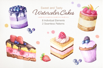 Watercolor Cakes Set