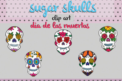 Mexico Day of the Dead Calavera Sugar Skulls Dia de los Muertos Clip Art
