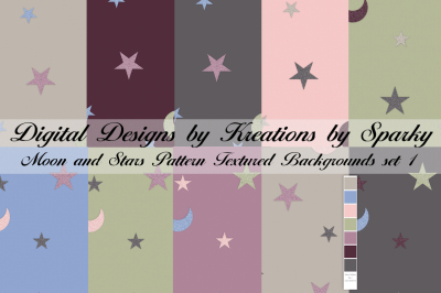Moon and Stars Pattern Textured Backgrounds Set 1