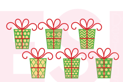 Patterned Christmas Present Set - SVG, DXF, EPS - Cutting Files