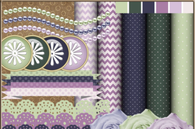 Mint Purple Navy Scrapbook Set