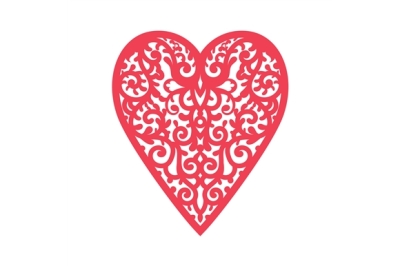 Template heart with flowers for laser cutting, chipboard scrapbooking.