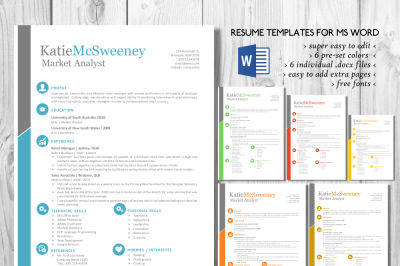 Simple easy to edit resume template for MS Word