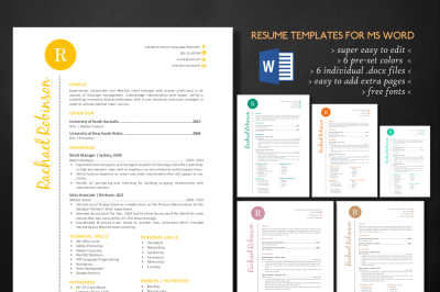 Script vertical resume template for MS Word