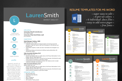 Elegant 3 in 1 resume template for MS Word