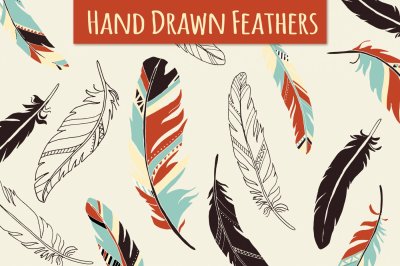 Feather Elements / Hand Drawn