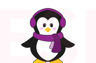 Winter/Christmas Penguin - Design 1, SVG, DXF, EPS cutting files.