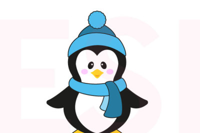 Winter/Christmas Penguin - Design 2, SVG, DXF, EPS cutting files.