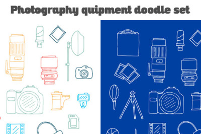 Photography Equipment Doodle Set