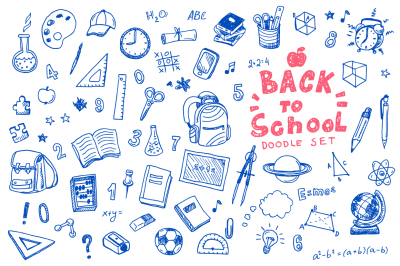 Back to school doodle vector set