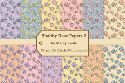 Shabby Roses 2 Digital Papers (set of 12)