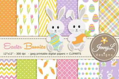 Easter Digital papers, Bunny clipart