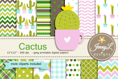 Cactus Digital Papers and Clipart