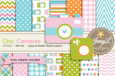 Camera Digital Paper and Clipart 