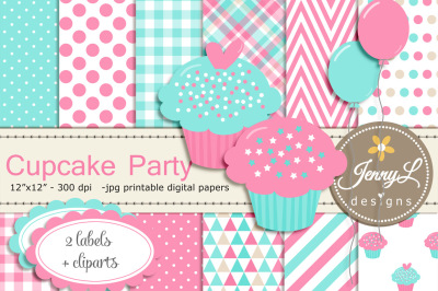 Cupcakes Digital Papers and Cliparts