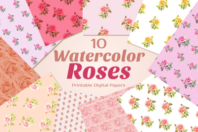 Watercolor Roses {Printable Digital Papers}
