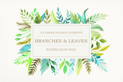 Watercolor Green Elements Pack