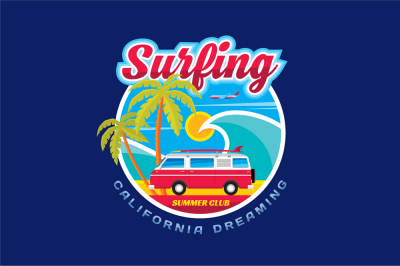 Surfing California Dreams - Vector Badge for T-Shirt