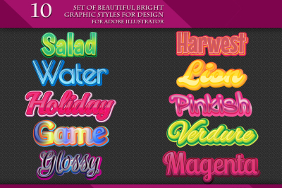 Set of Beautiful Bright Graphic Styles for Design 