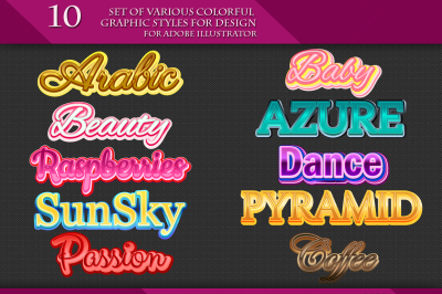 Set of Various Colorful Graphic Styles for Design
