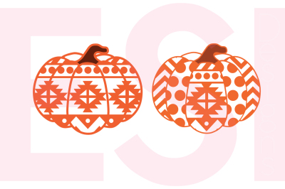 Patterned Pumpkin Design Set - SVG, DXF, EPS cutting files