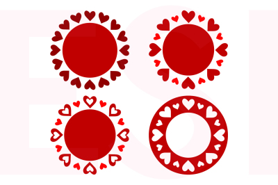 Heart Circle Monogram Frames - Valentines - Weddings - SVG, DXF, EPS - Cutting Files