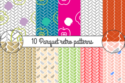 Retro parquet seamless patterns