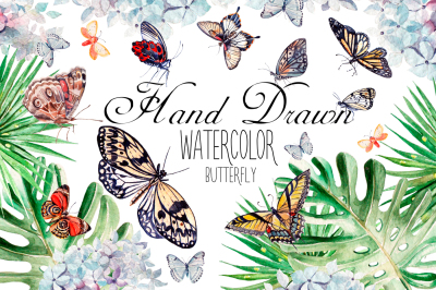 Beautiful watercolor butterflies