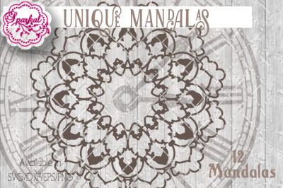 Set of 12 Mandala Logo Style Cut Files