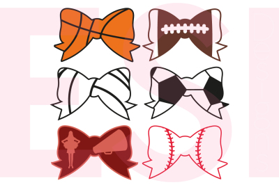 Sports Bow Designs Set - SVG, DXF, EPS cutting files