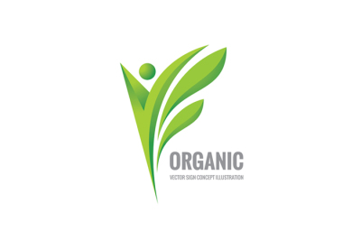Organic Green Leaves - Vector Logo Sign
