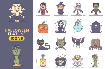 Halloween Flat Line Icons Vol.2