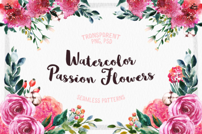 Watercolor Passion Flowers