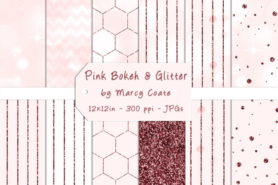 Pink Bokeh & Glitter Digital Papers