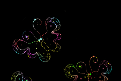 The image of a bright glowing butterflies on a black background, JPEG 300 dpi