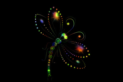 The image of a bright glowing butterflies on a black background, JPEG 300 dpi