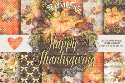 Watercolor "Happy Thanksgiving" digitalpapers