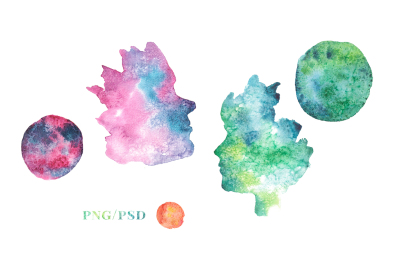 + Watercolor Faces and Planets +