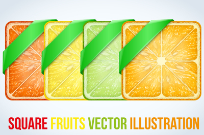 Set of icons Square fruits slices